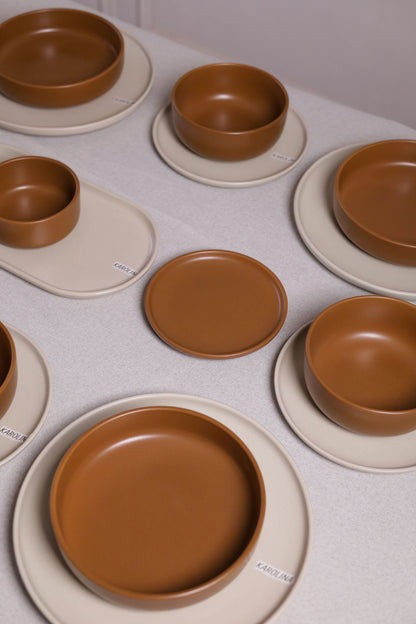 30 Piece Turkish Dinnerware Set (Caramel Brown)