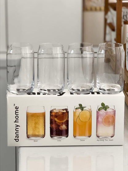 Danny Home Glass Can Shaped Tumbler Glasses 4pcs