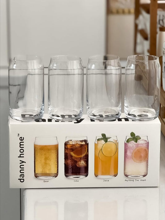 Danny Home Glass Can Shaped Tumbler Glasses 4pcs
