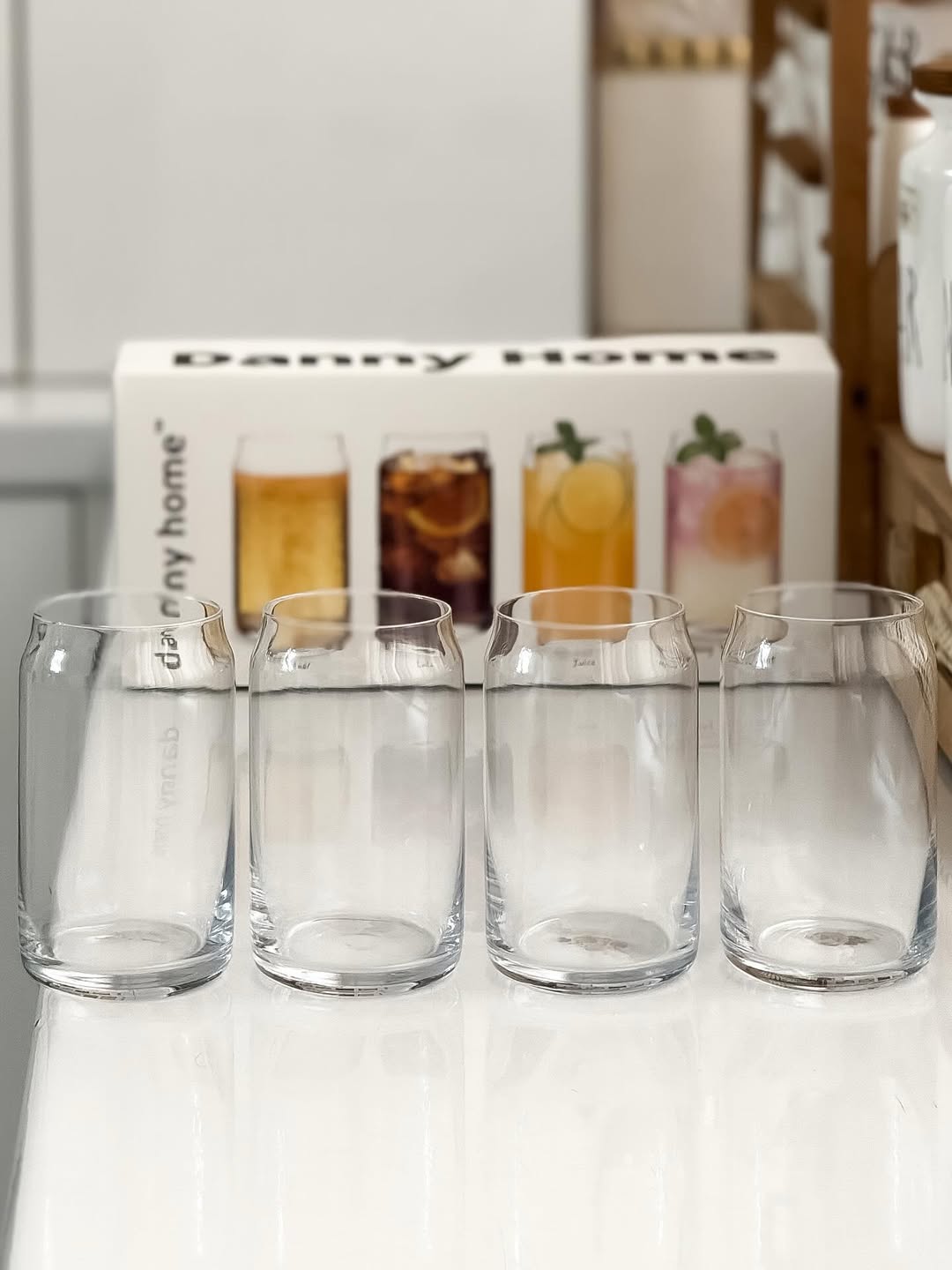 Danny Home Glass Can Shaped Tumbler Glasses 4pcs