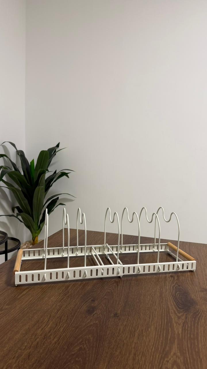 Pans & Lids Organizer with Wooden Handles