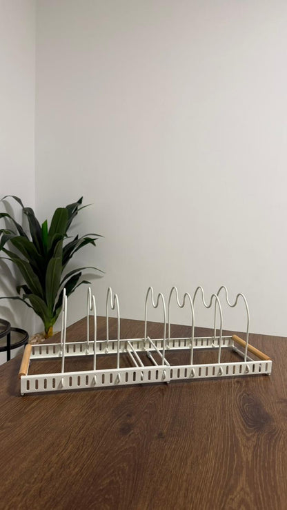Pans & Lids Organizer with Wooden Handles