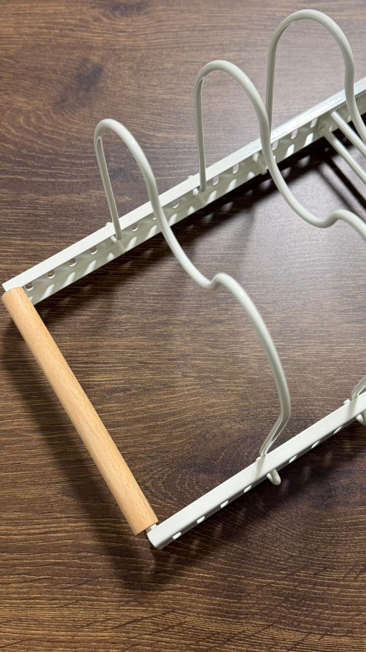 Pans & Lids Organizer with Wooden Handles