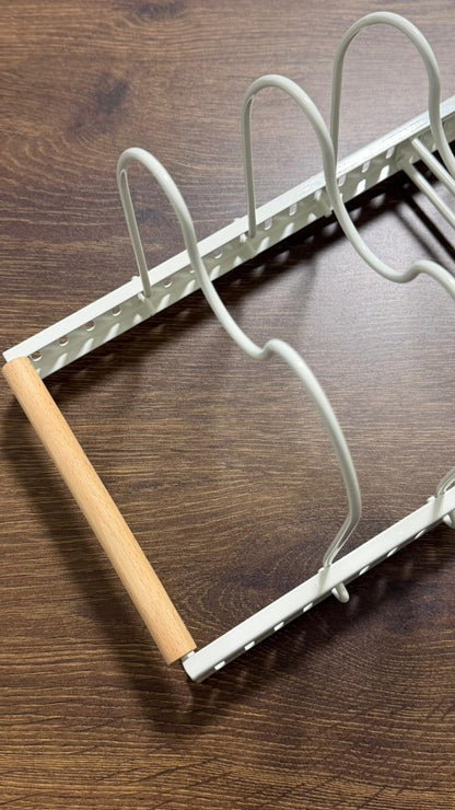 Pans & Lids Organizer with Wooden Handles