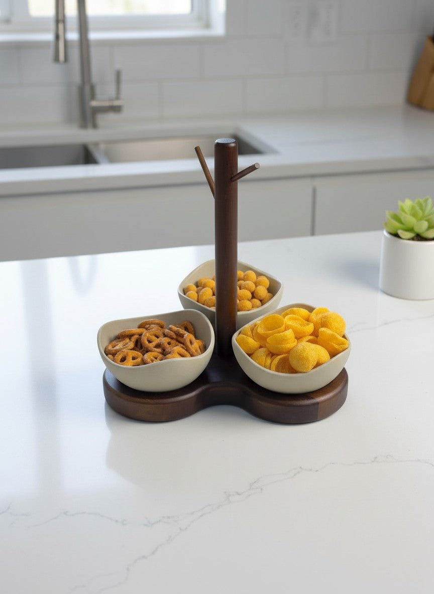 3-Bowl Snack & Accessories Organizer
