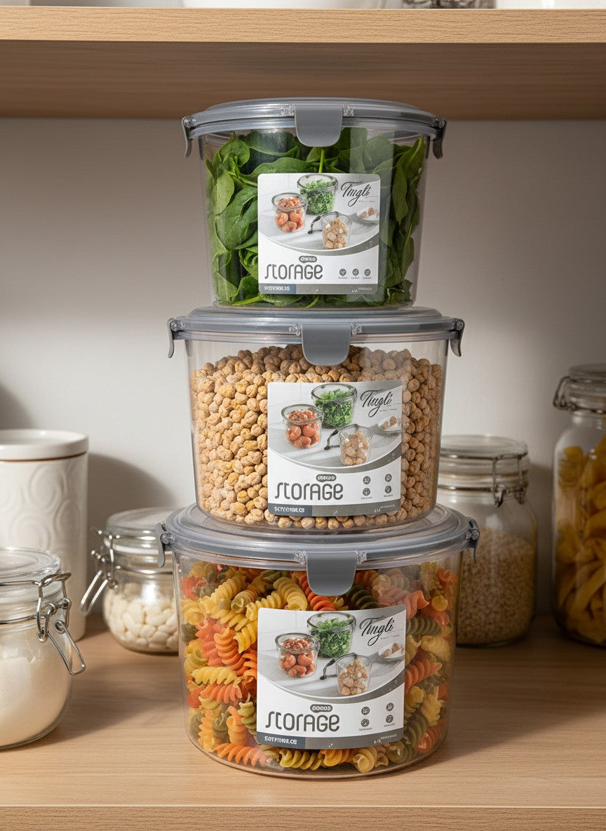 Acrylic Round Airtight Storage Containers Set