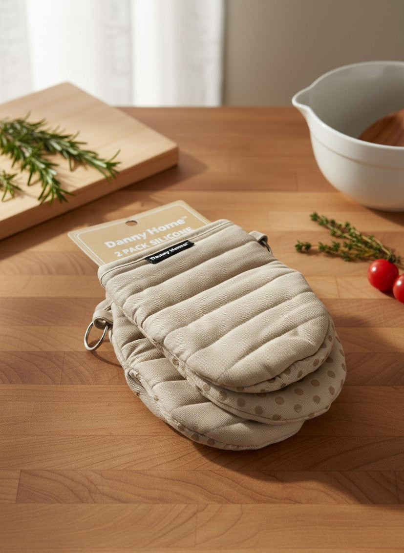 Danny Home 2 Pack Beige Oven Mitts