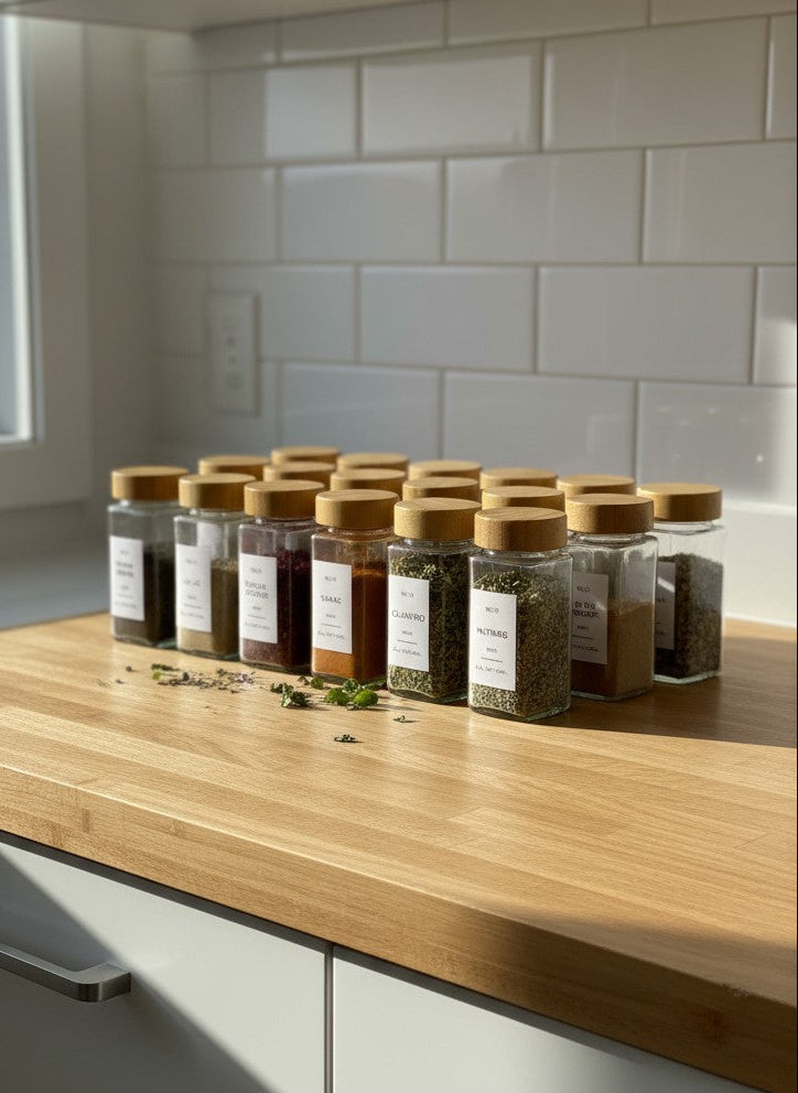 24-Piece Glass Spice Jars Set with Labels