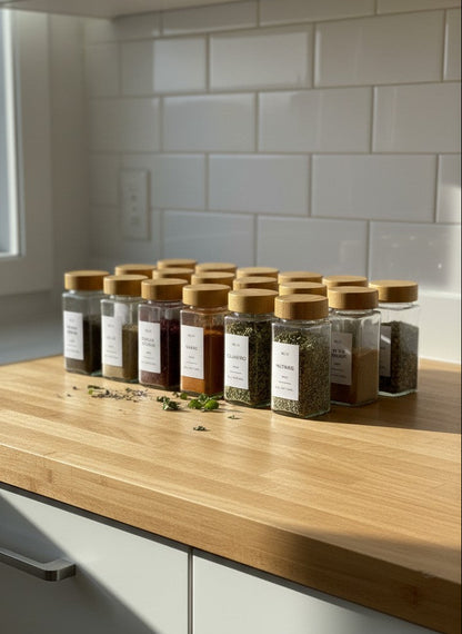 24-Piece Glass Spice Jars Set with Labels