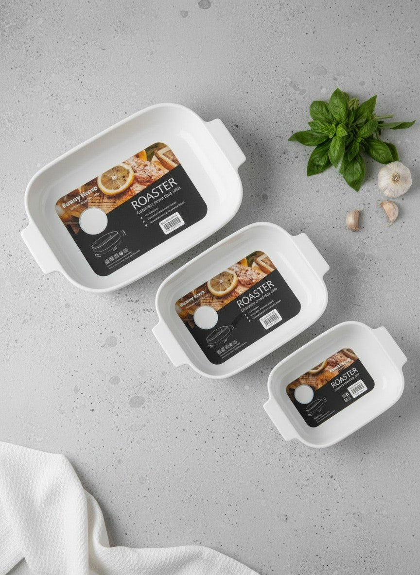 Danny Home 3-Piece Porcelain Roaster Tray Set