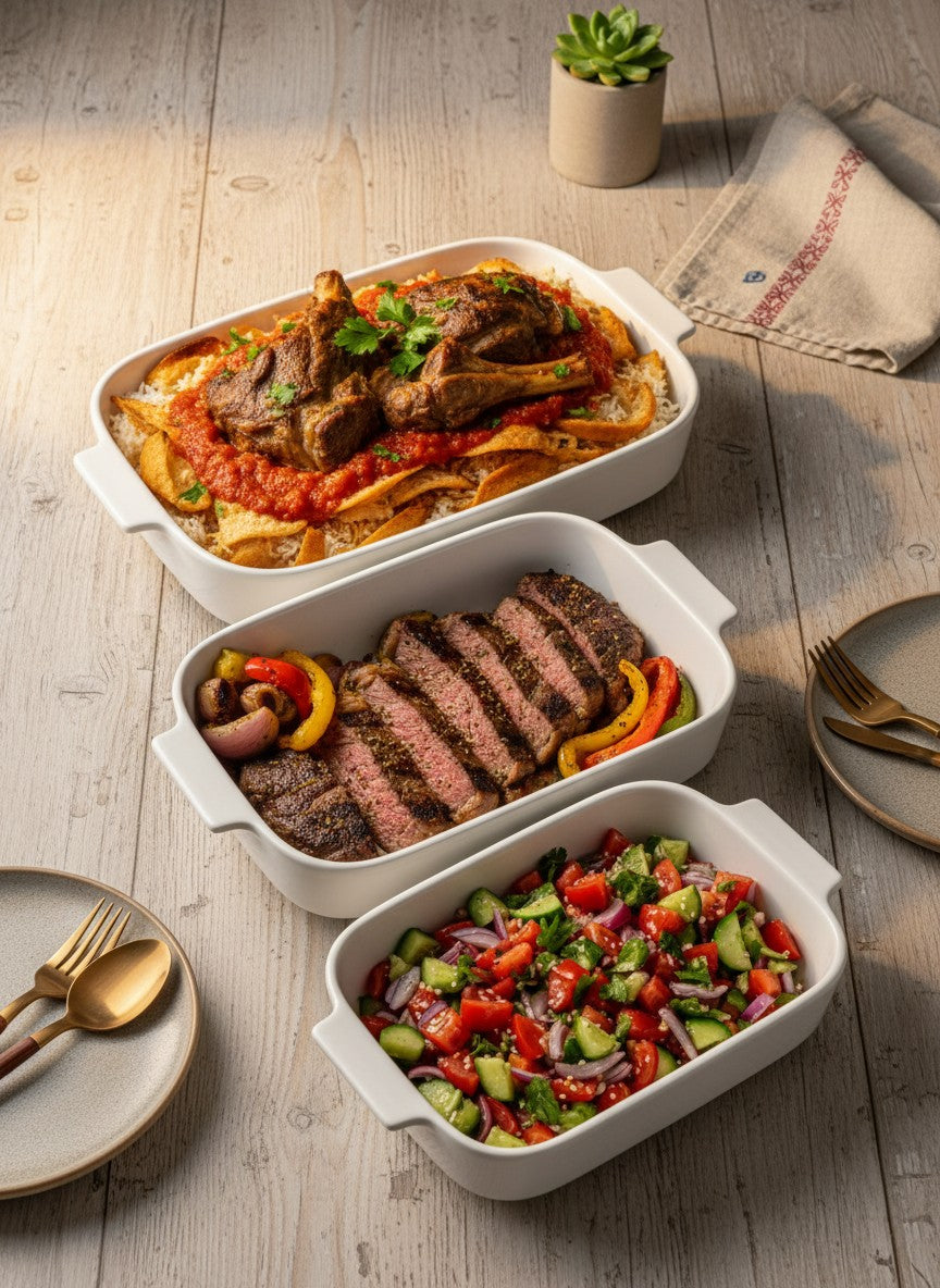 Danny Home 3-Piece Porcelain Roaster Tray Set