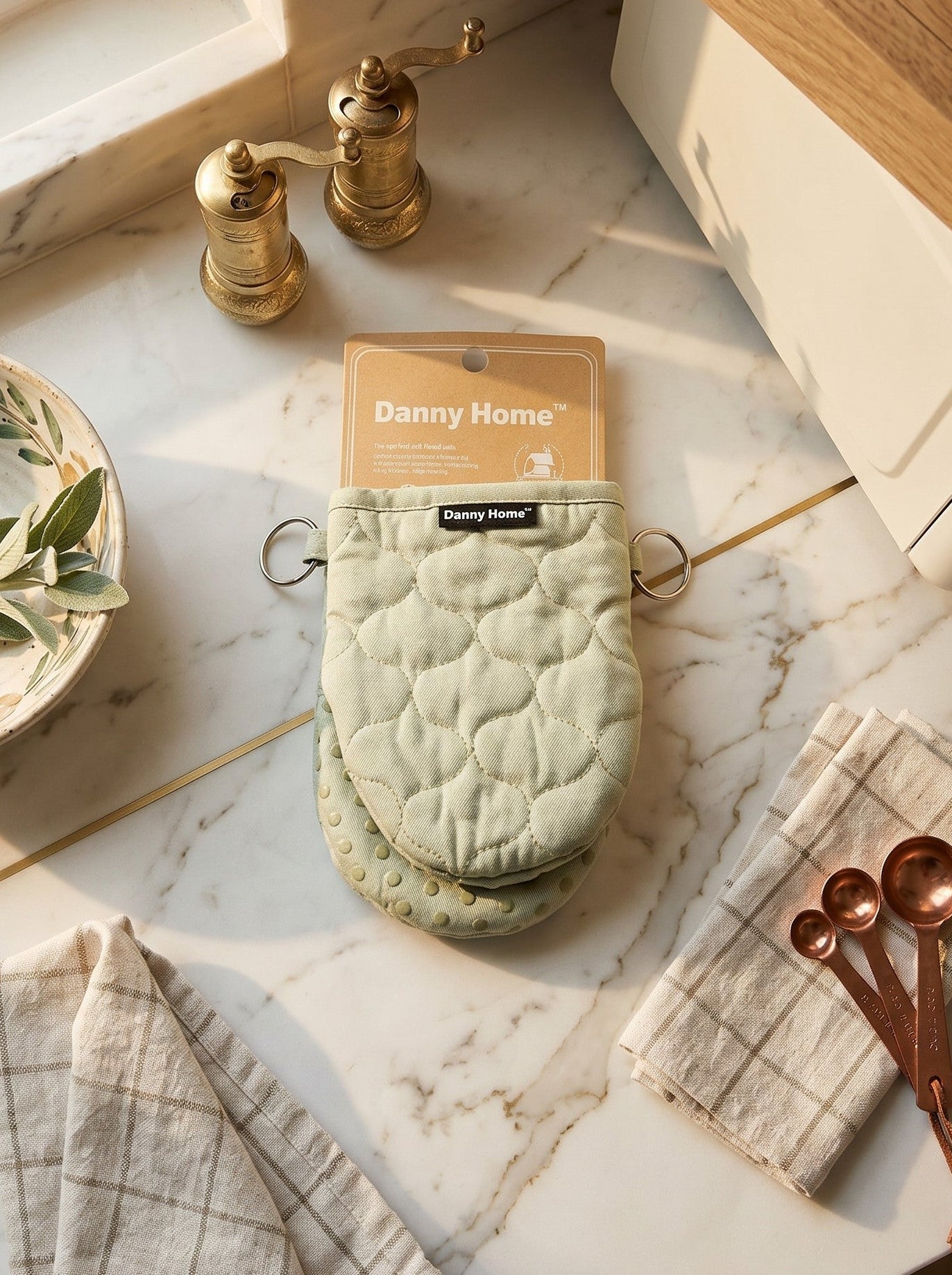 Danny Home Silicone Oven Mitts (Olive)