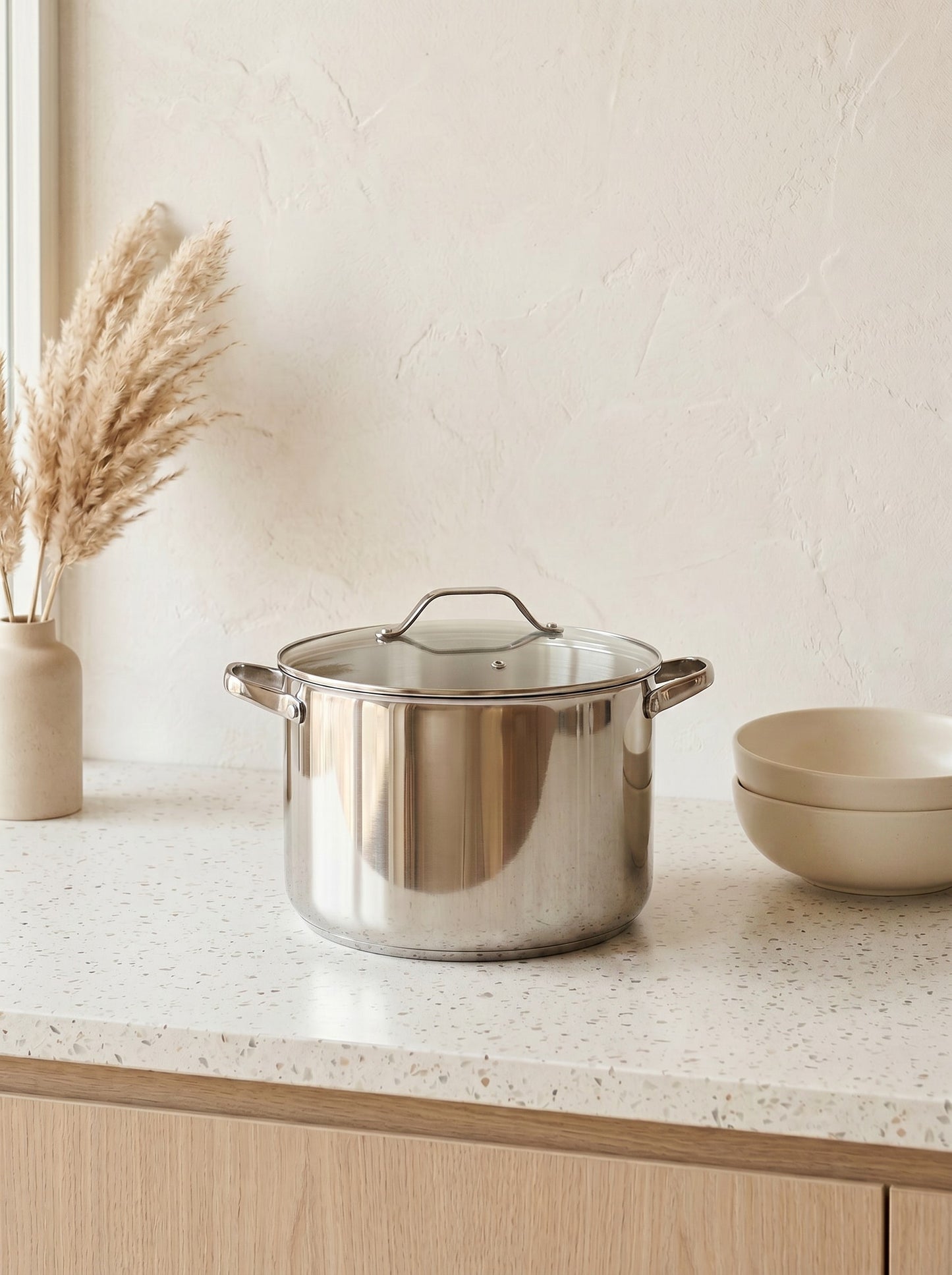 Danny Home Stainless Steel Stock Pot with Glass Lid – 28 cm