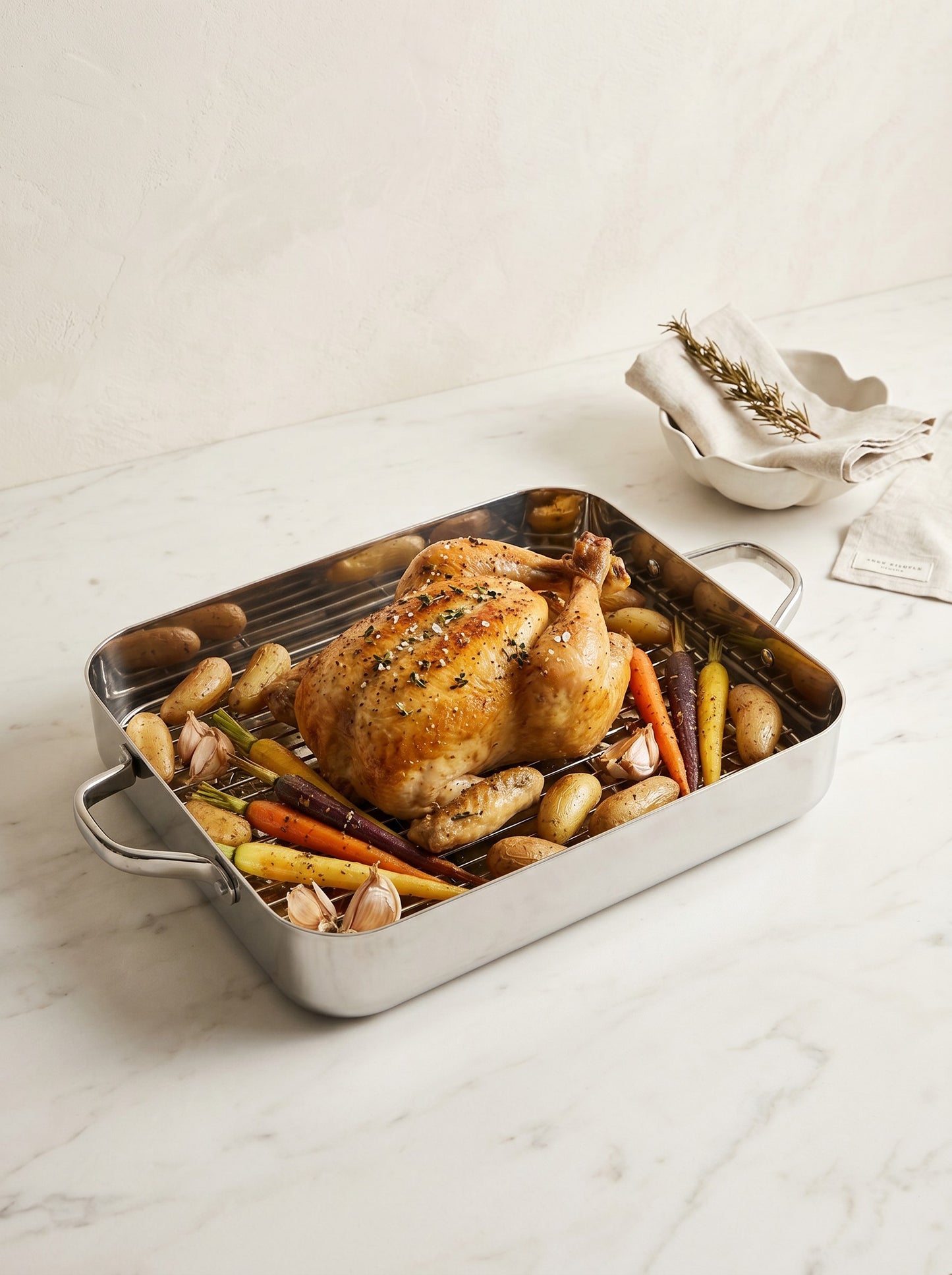 Danny Home Stainless Steel Roasting Pan with Wire Rack