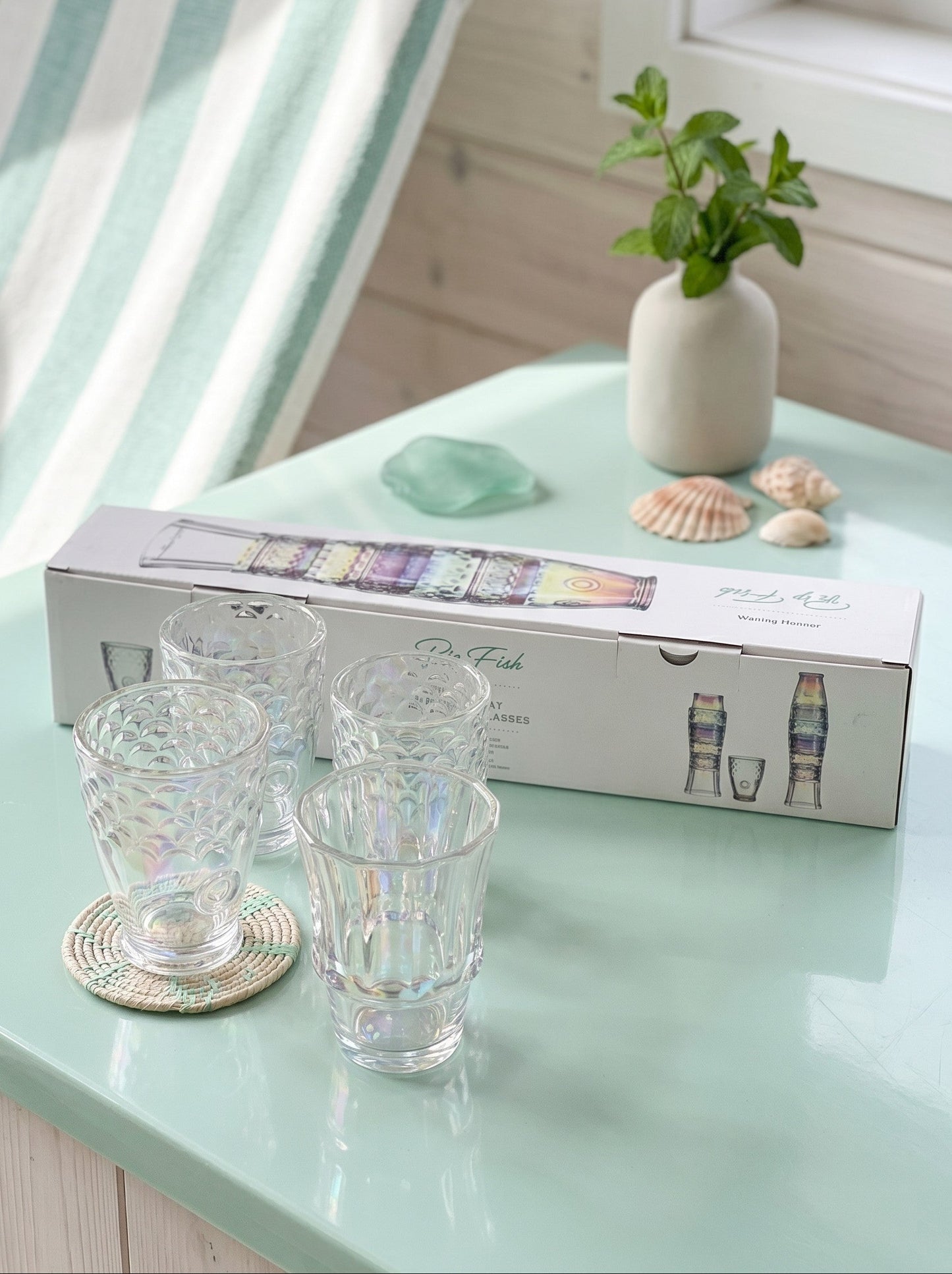 Danny Home Big Fish Iridescent Stackable Glasses Set