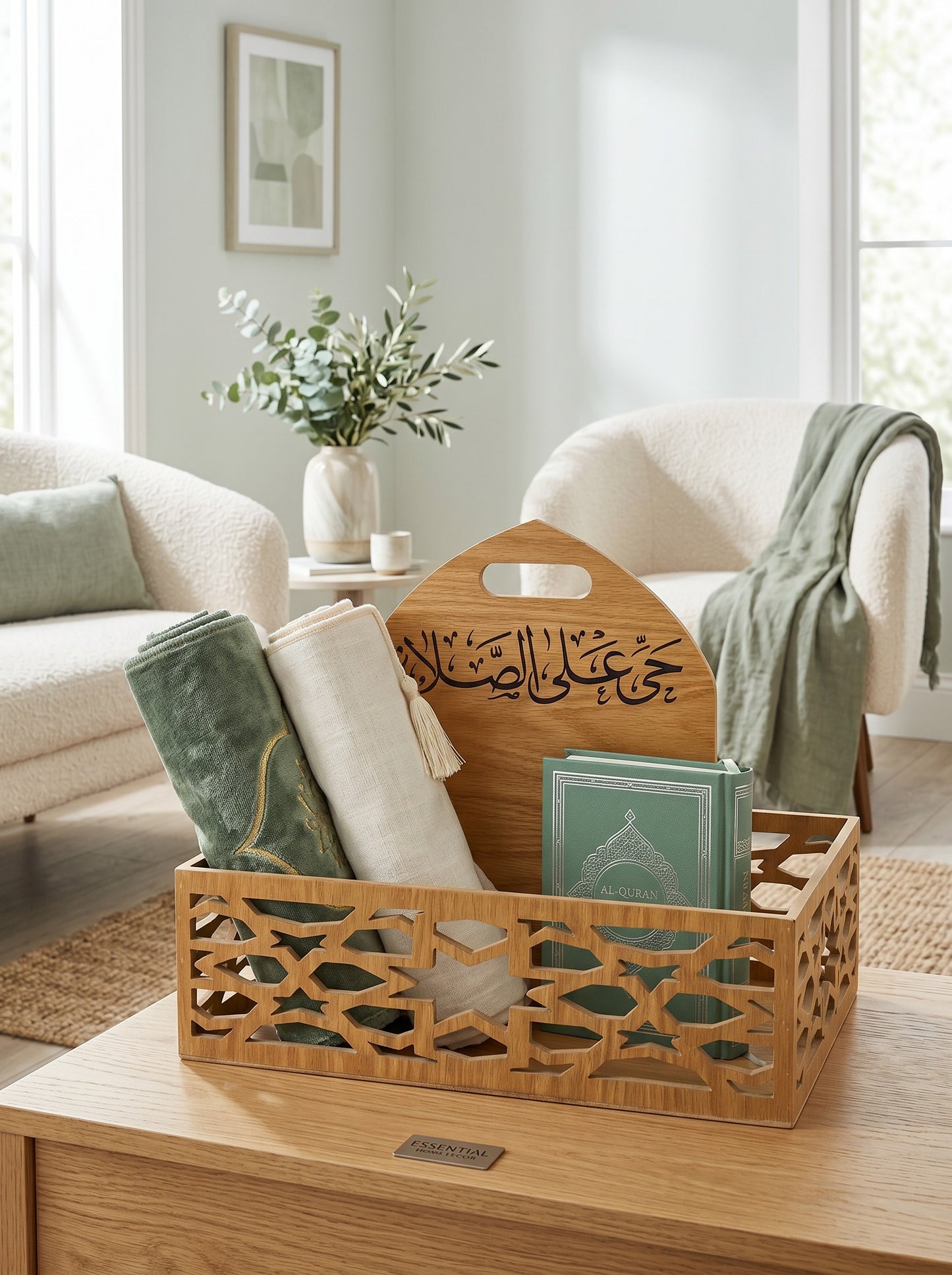 Wooden Prayer Mat & Quran Organizer