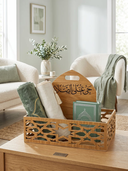 Wooden Prayer Mat & Quran Organizer