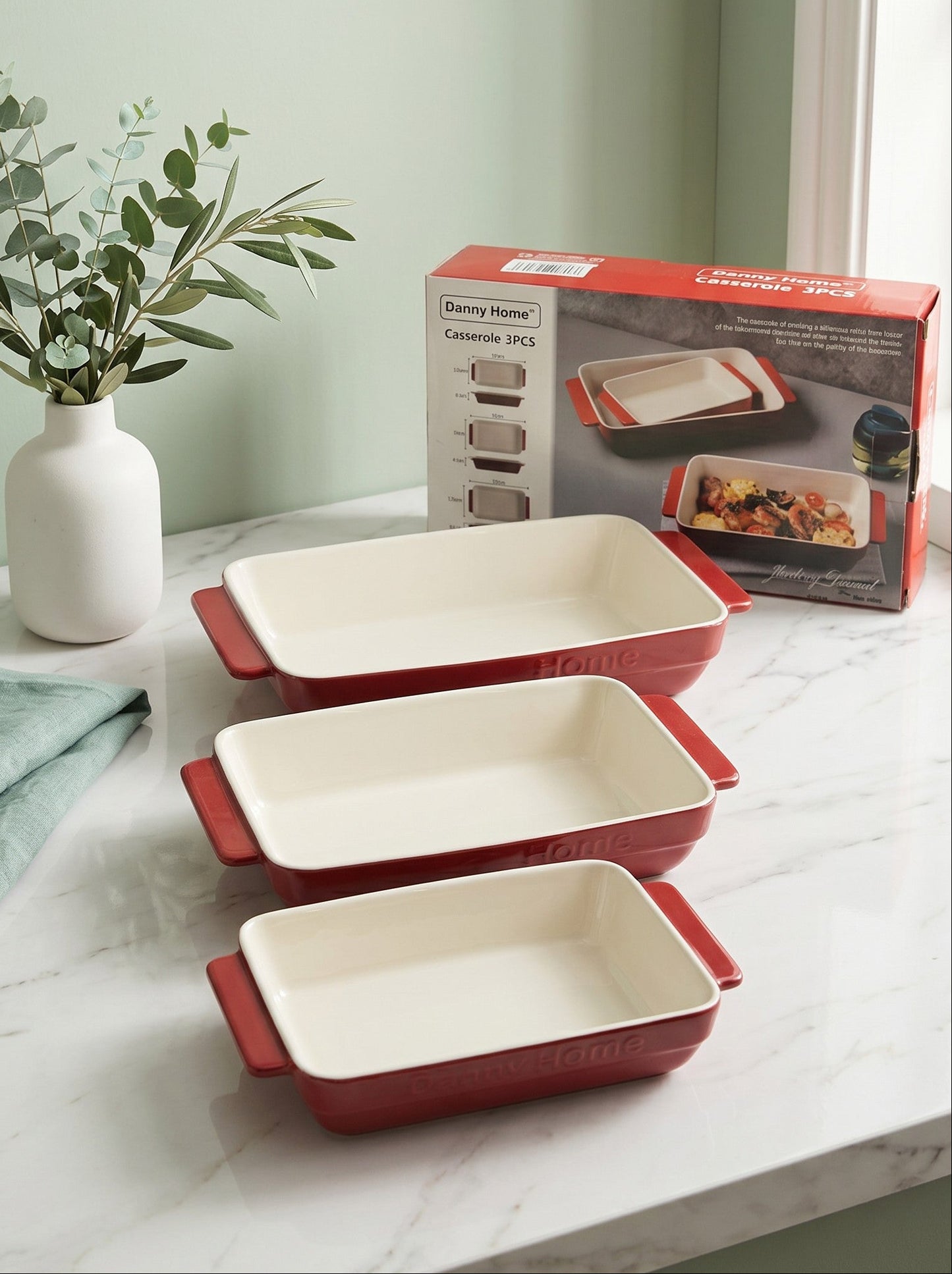 Danny Home 3 Piece Porcelain Baking Dish Set