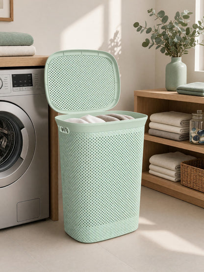 60L Plastic Laundry Basket with Lid