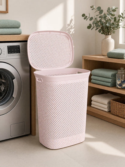 60L Plastic Laundry Basket with Lid