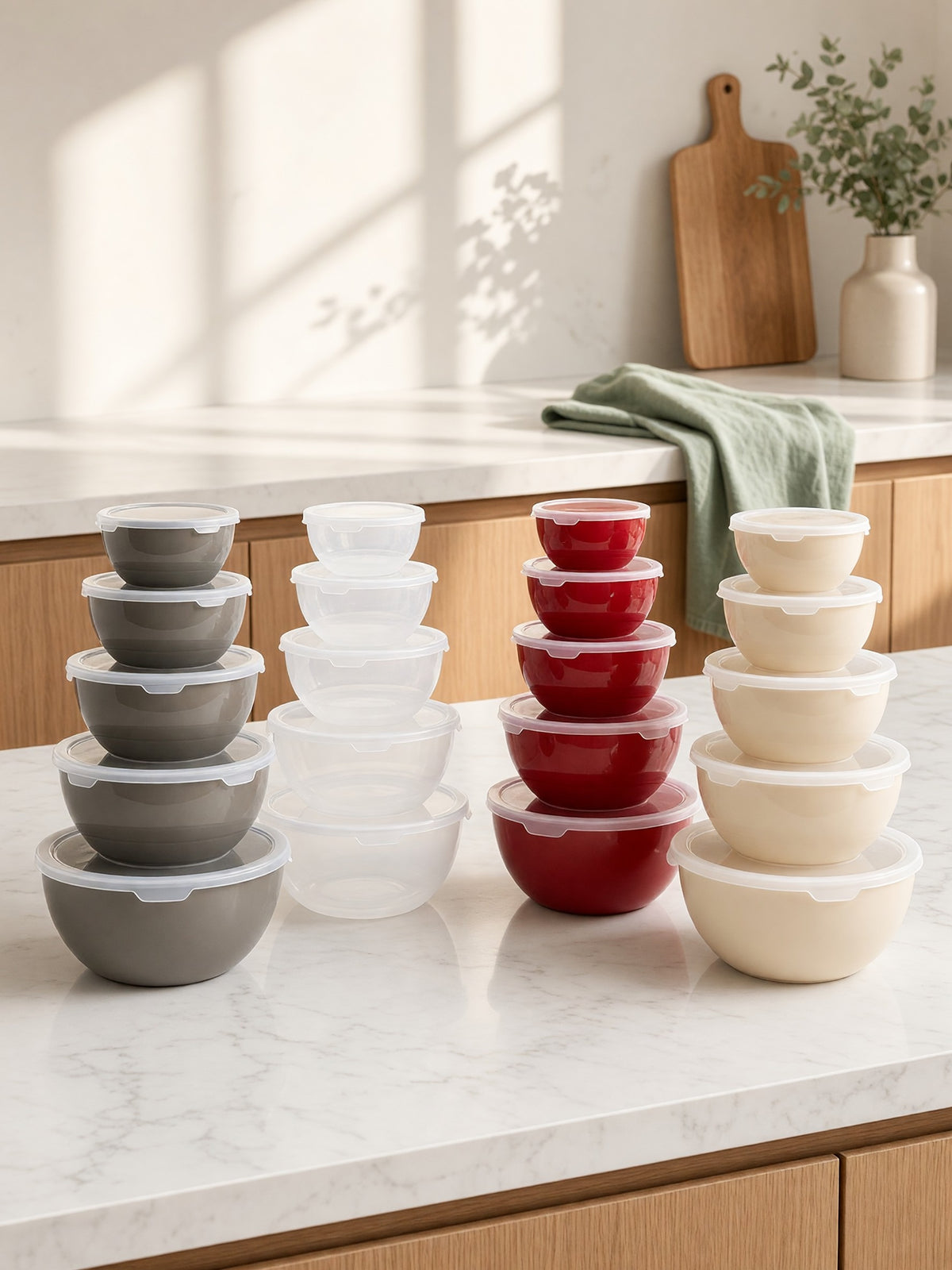 5-Piece Plastic Bowl Set with Lids
