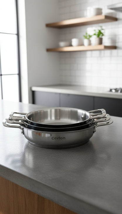 Cevlon 18/10 Stainless Steel Pan with Double Handles