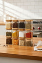 12pcs Glass Spice Jars Set with Labels – 200ml