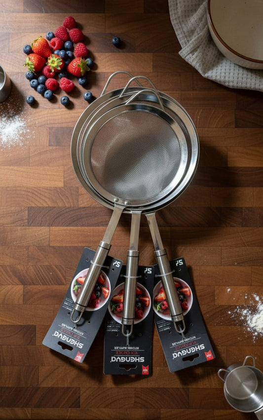 Stainless Steel Fine Mesh Strainer Set – 3 Pieces