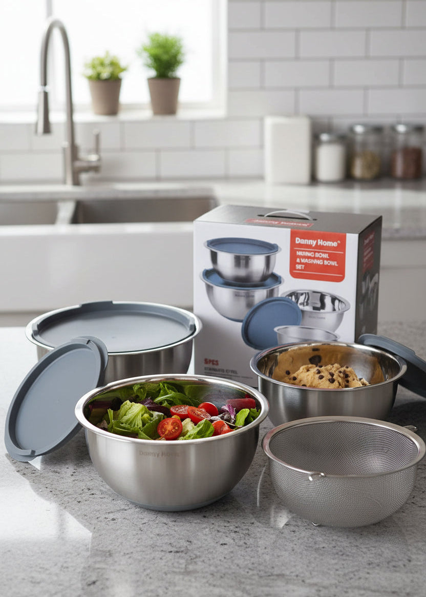 Danny Home Stainless Steel Mixing Bowl & Washing Bowl Set