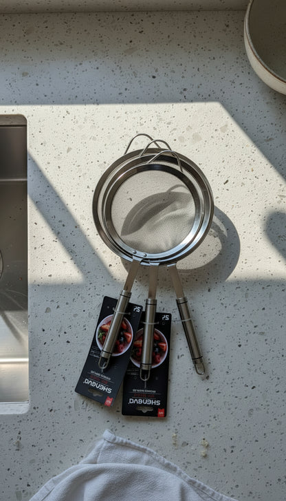 Stainless Steel Fine Mesh Strainer Set – 3 Pieces