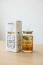 Danny Home Glass Tumbler with Bamboo Lid & Glass Straw