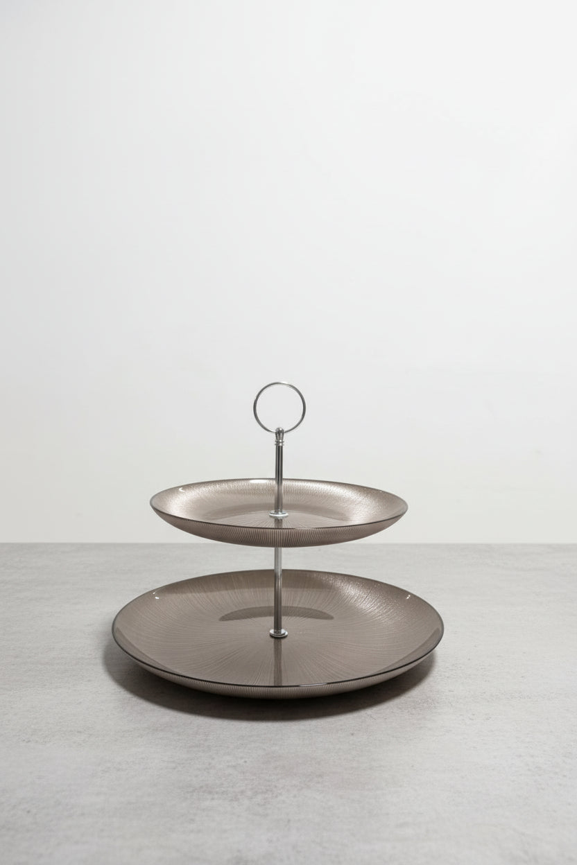 Danny Home Premium 2-Tier Glass Cake &amp; Dessert Stand