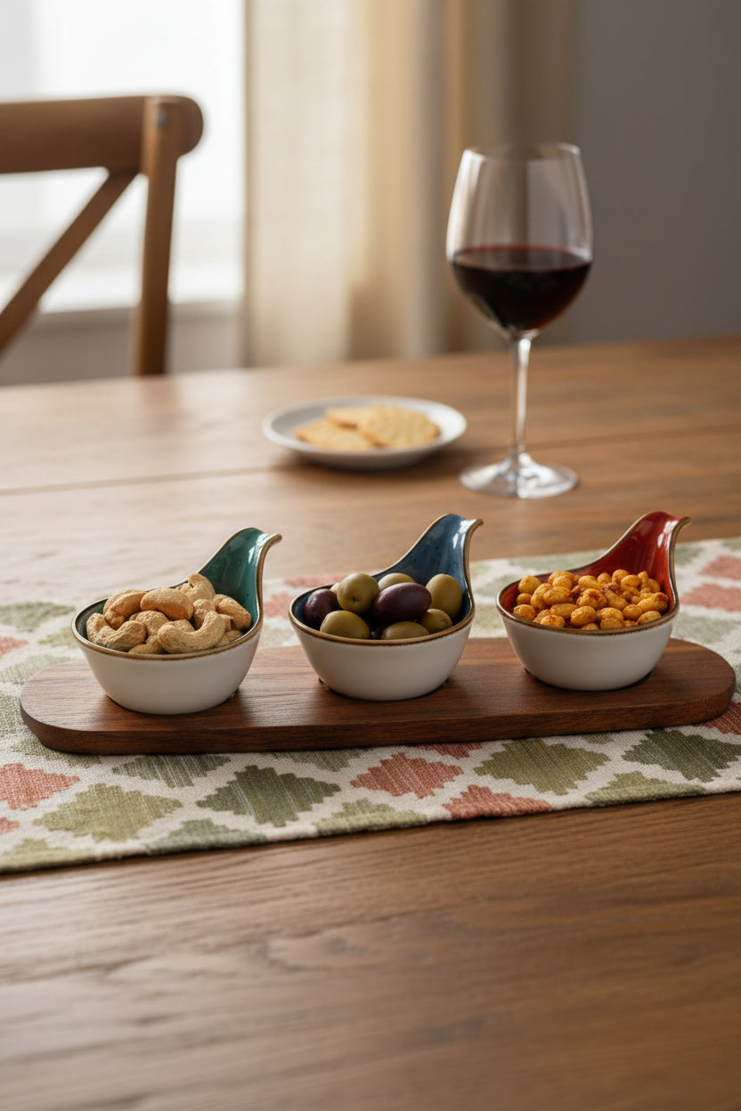 Danny Home Acacia Wood Board With Dessert Bowls