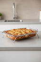 Borcam Rectangle Glass Oven Casserole with Silver Stand