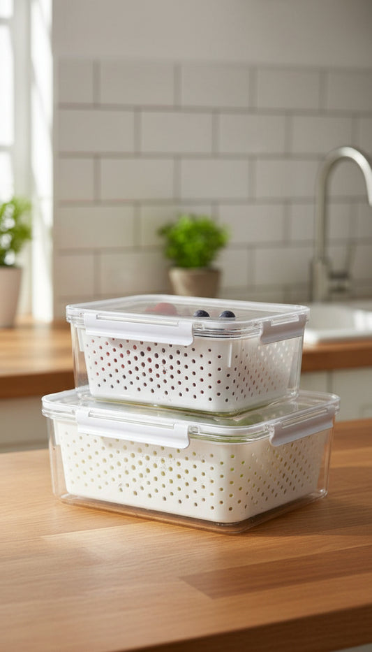 Acrylic Food Storage Container Set with Washing Baskets