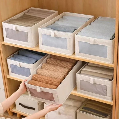 Linen foldable clothes organizer