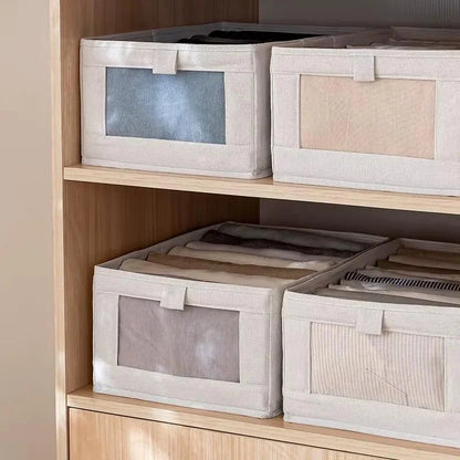 Linen foldable clothes organizer