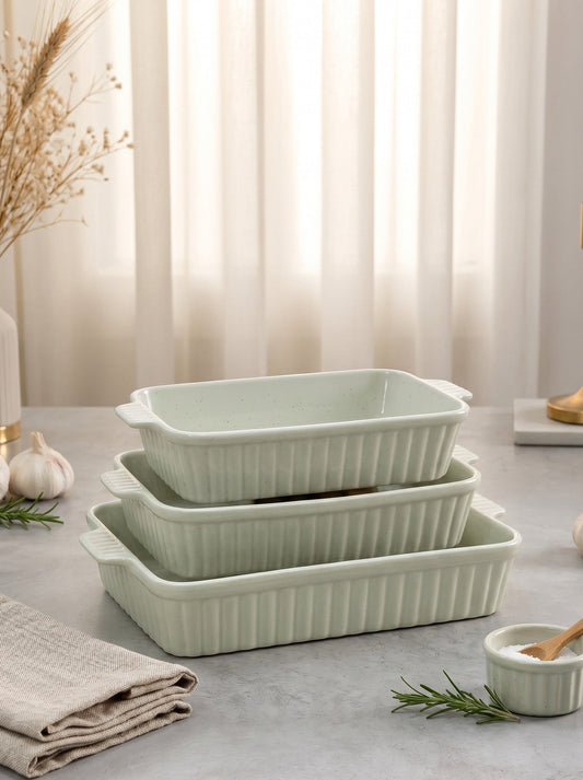 3 Piece Porcelain Baking Dish Set (Mint)