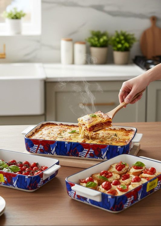 Danny Home Colorful 3-Piece Porcelain Oven Trays Set