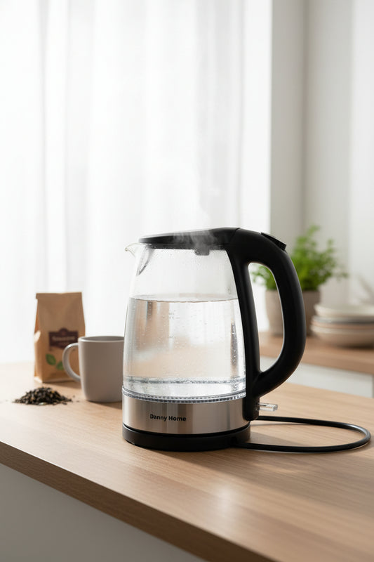 Danny Home Glass Electric Kettle (Black) - 1.7L