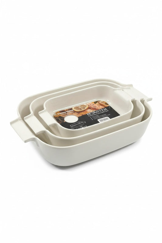 Danny Home White 3-Piece Porcelain Oven Trays Set