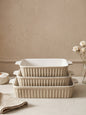 3 Piece Porcelain Baking Dish Set (Latte Beige)
