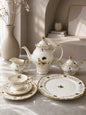 24 Pcs Classic Porcelain Tea Set with 24K Gold Trim (Golden Blossom)