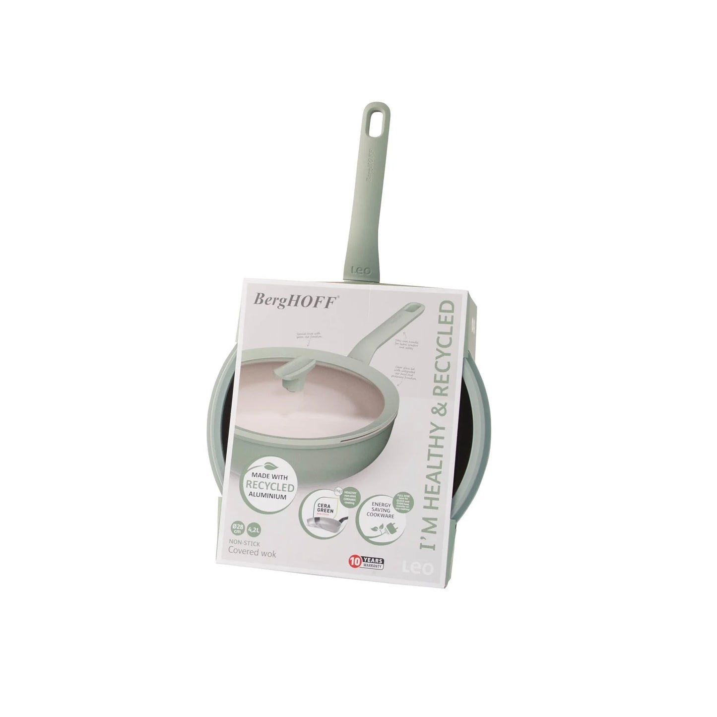 LEO Covered wok non-stick Balance Sage 28cm