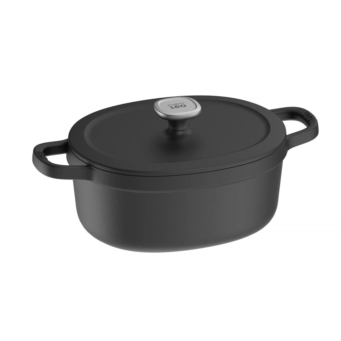 LEO Covered oval casserole Graphite Cast iron 27x22cm