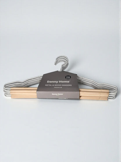 Danny Home Wooden & Metal Clothing Hanger 10pcs