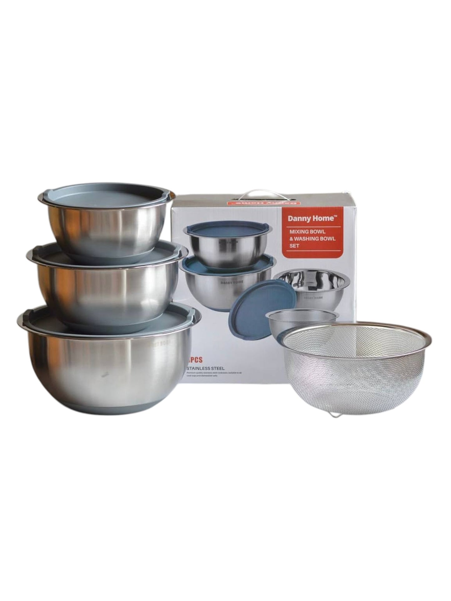 Danny Home Stainless Steel Mixing Bowl & Washing Bowl Set