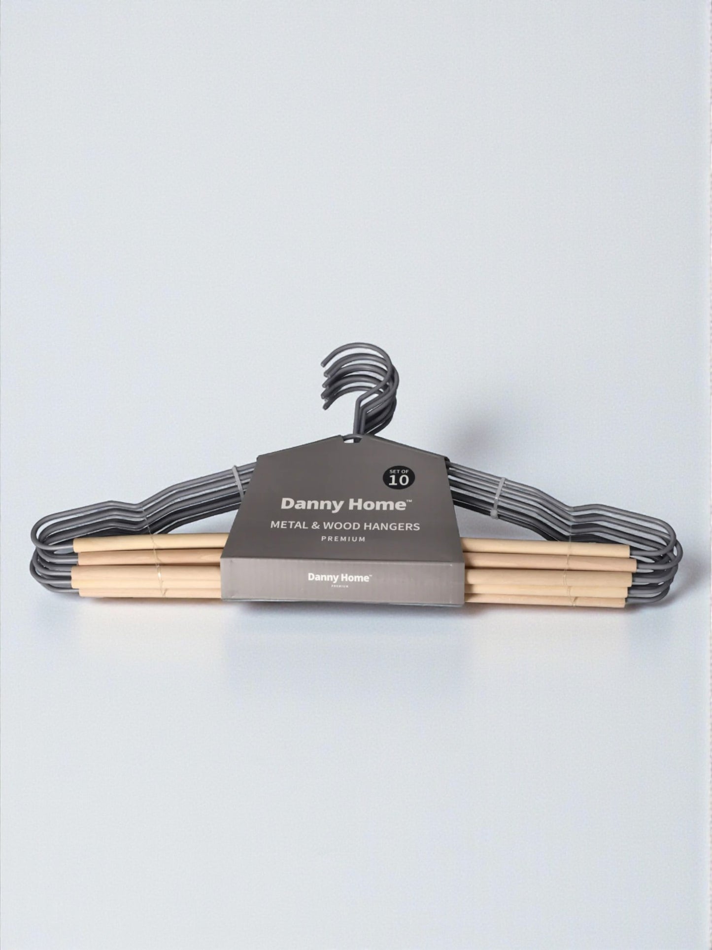 Danny Home Wooden & Metal Clothing Hanger 10pcs