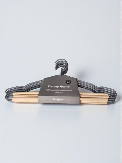 Danny Home Wooden & Metal Clothing Hanger 10pcs