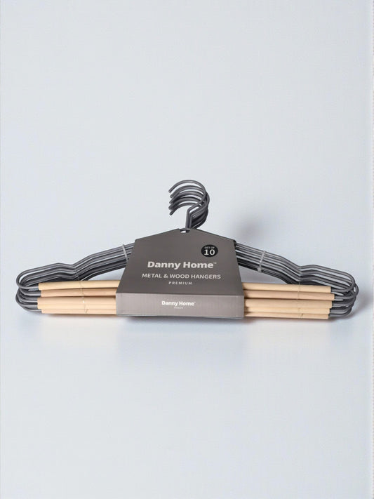 Danny Home Wooden & Metal Clothing Hanger 10pcs